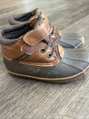 Sperry Brown and Black Kids Waterproof Duck Boots